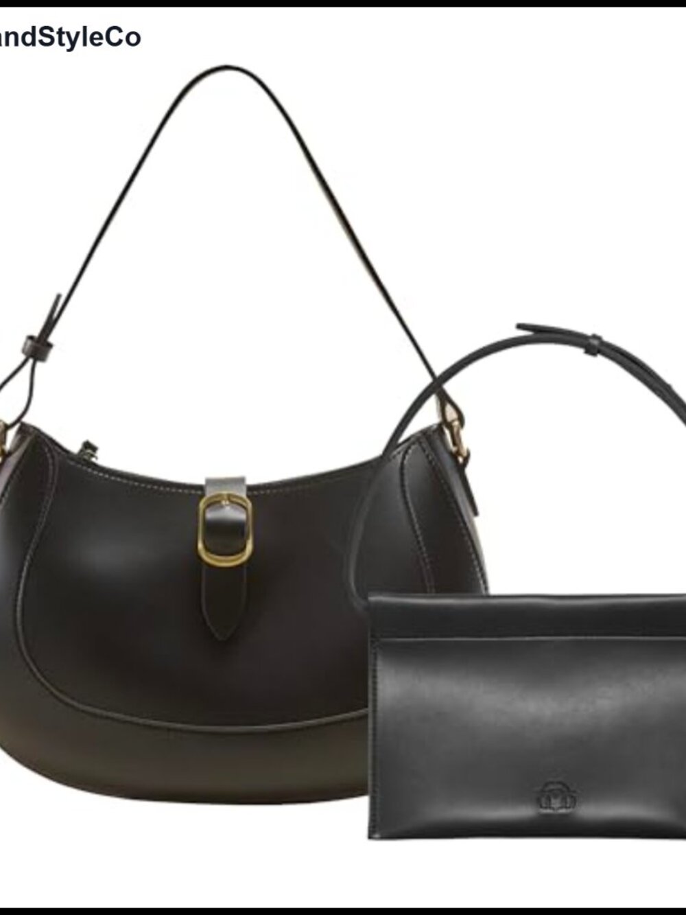 Vintage Vegan Leather Crescent Hobo Bag with Adjustable Shoulder Strap